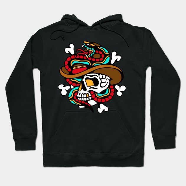 Skull cowboy snake Hoodie by Bojes Art